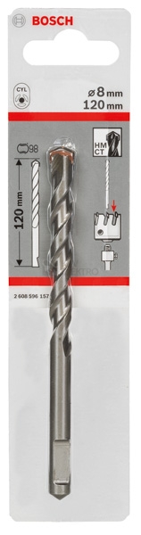Obrázek produktu Středicí vrták Bosch 8x120mm na šestihranný adaptér a SDS plus 2.608.596.157 1