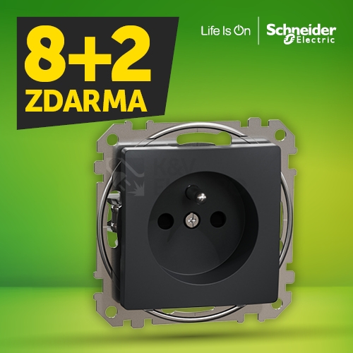  Schneider Electric Sedna Design/Elements zásuvka bezšroubová antracit SDD114012 AKCE 8+2