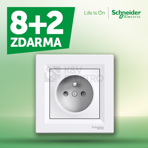 Schneider Electric Asfora zásuvka bílá EPH2800221 výhodné balení 8+2