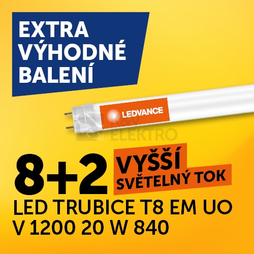  LED trubice zářivka LEDVANCE LED TUBE Ultra Output Value T8 EM 120cm 20W (36W) 4000K výhodné balení 8+2