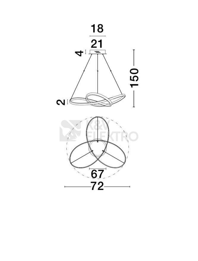 Obrázek produktu Závěsné LED svítidlo NOVA LUCE FUSION 53W 3000K bílé 1701101001 4