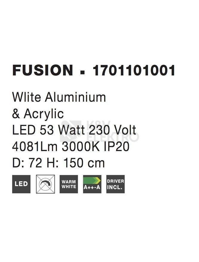 Obrázek produktu Závěsné LED svítidlo NOVA LUCE FUSION 53W 3000K bílé 1701101001 5
