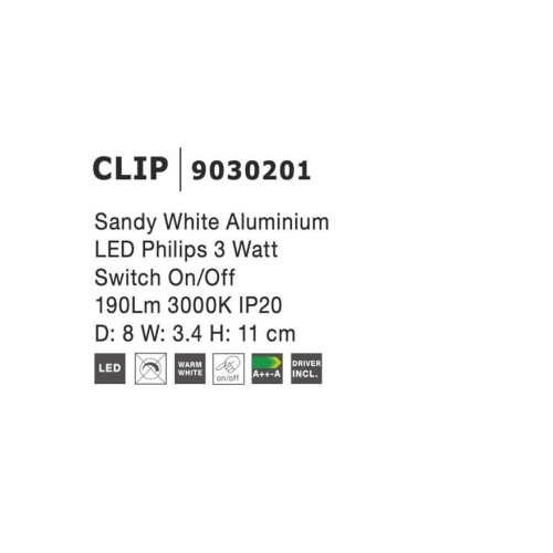 Nástěnné LED svítidlo NOVA LUCE CLIP 3W 3000K bílé s vypínačem 9030201 (obrázek 11)