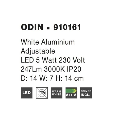 Nástěnné LED svítidlo NOVA LUCE ODIN 5W 3000K bílé 910161 (obrázek 6)