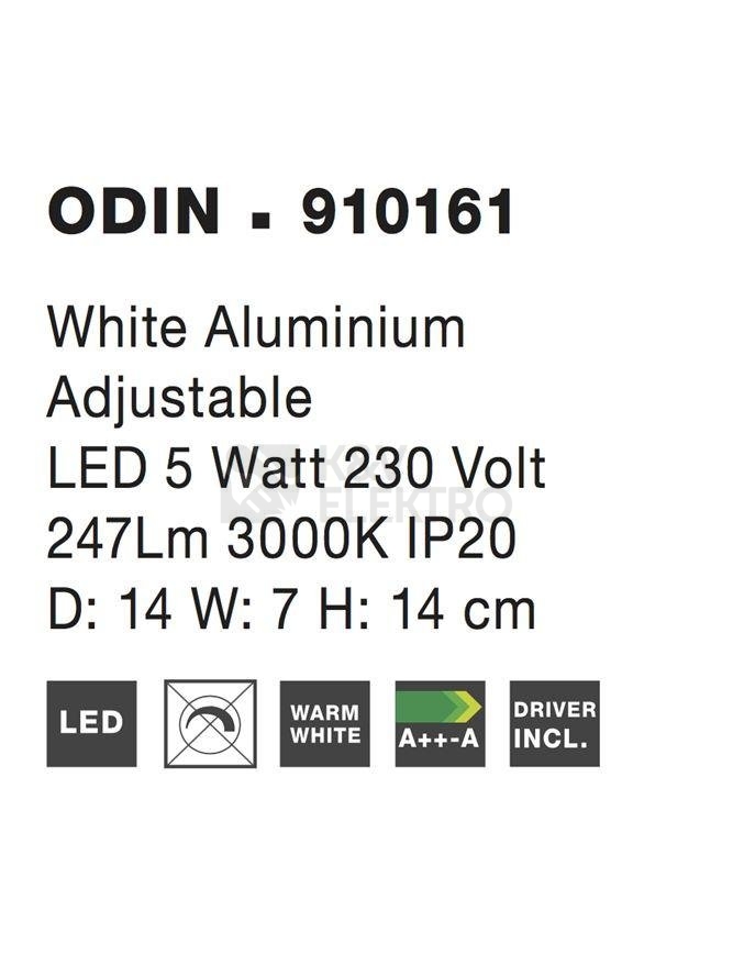 Obrázek produktu Nástěnné LED svítidlo NOVA LUCE ODIN 5W 3000K bílé 910161 5