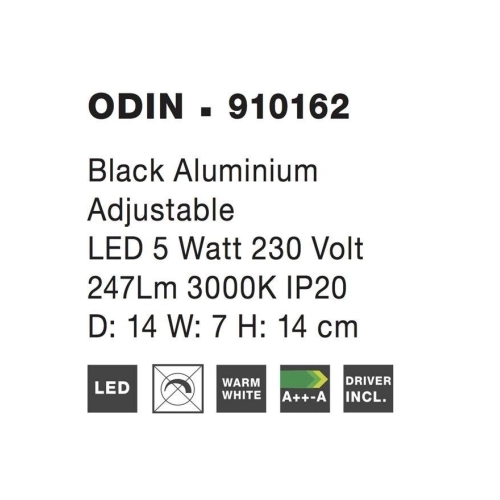Nástěnné LED svítidlo NOVA LUCE ODIN 5W 3000K černé 910162 (obrázek 6)