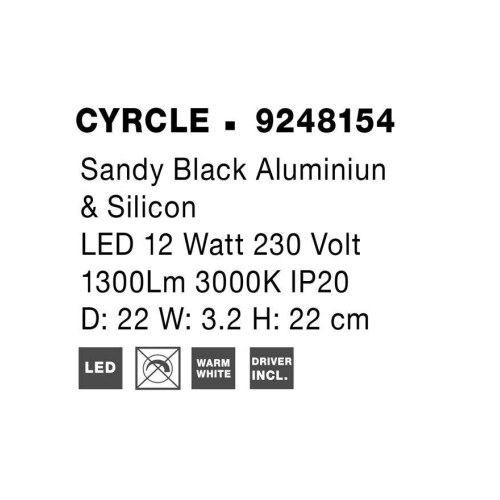 Nástěnné LED svítidlo NOVA LUCE CYRCLE 12W 3000K černé 9248154 (obrázek 4)