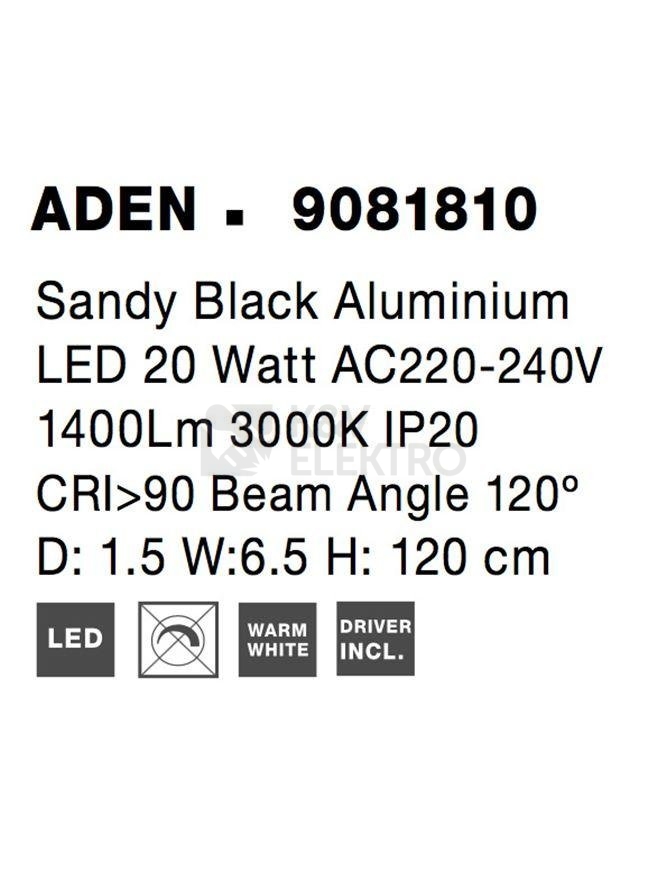 Obrázek produktu Nástěnné LED svítidlo NOVA LUCE ADEN 20W 3000K 9081810 7