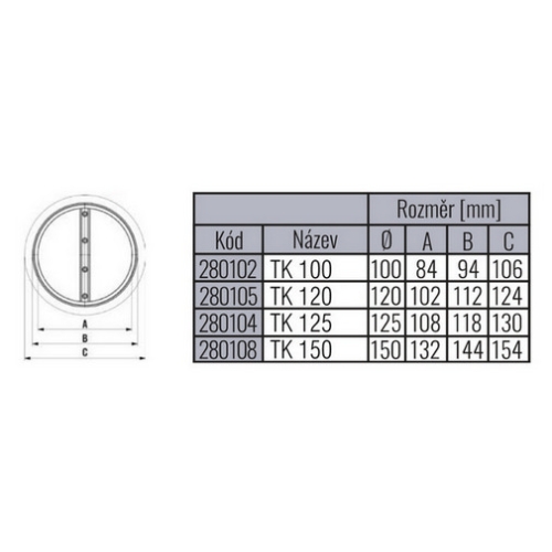 Těsná zpětná klapka EMPIRE TK 100mm 91010000 (obrázek 8)