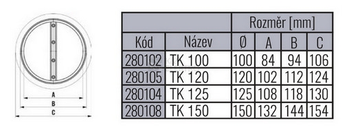 Obrázek produktu Těsná zpětná klapka EMPIRE TK 100mm 91010000 7