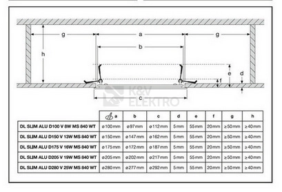 Obrázek produktu LED podhledové svítidlo LEDVANCE Slim Alu 162mm 8W/12W/16W 3000K/4000K teplá/neutrální bílá 5