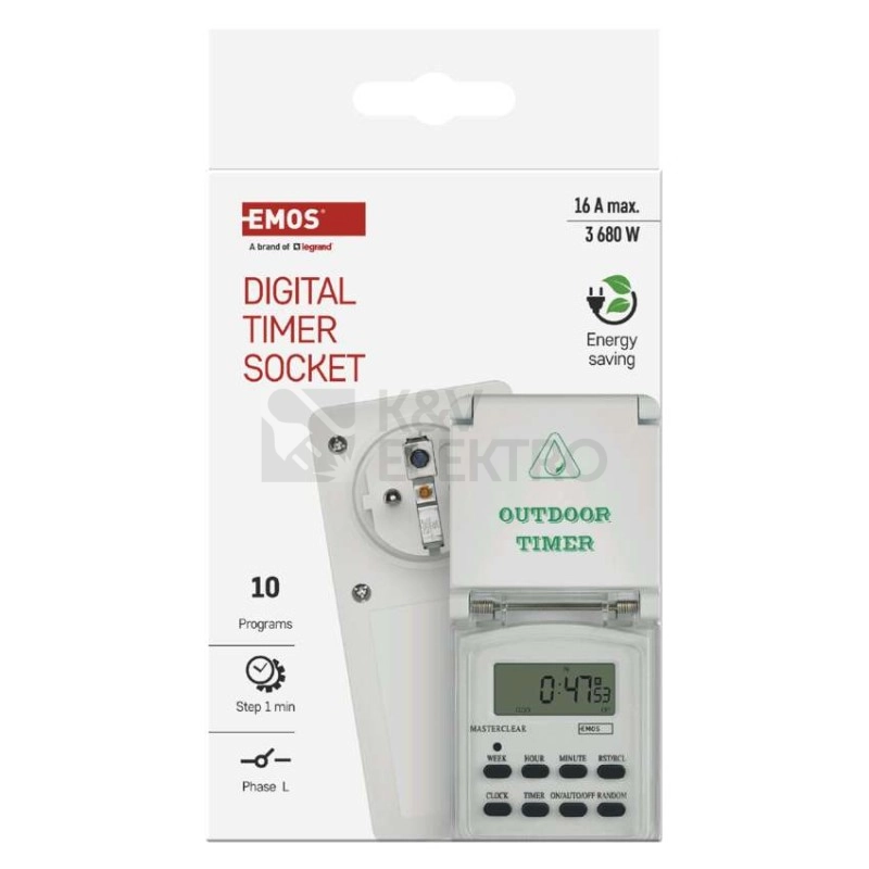 Obrázek produktu Digitální spínací zásuvka Emos TFE-5 P5507N IP44 2