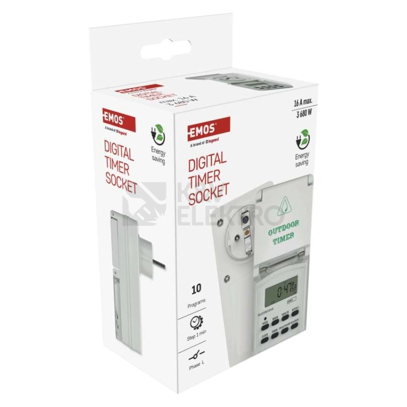 Obrázek produktu Digitální spínací zásuvka Emos TFE-5 P5507N IP44 4