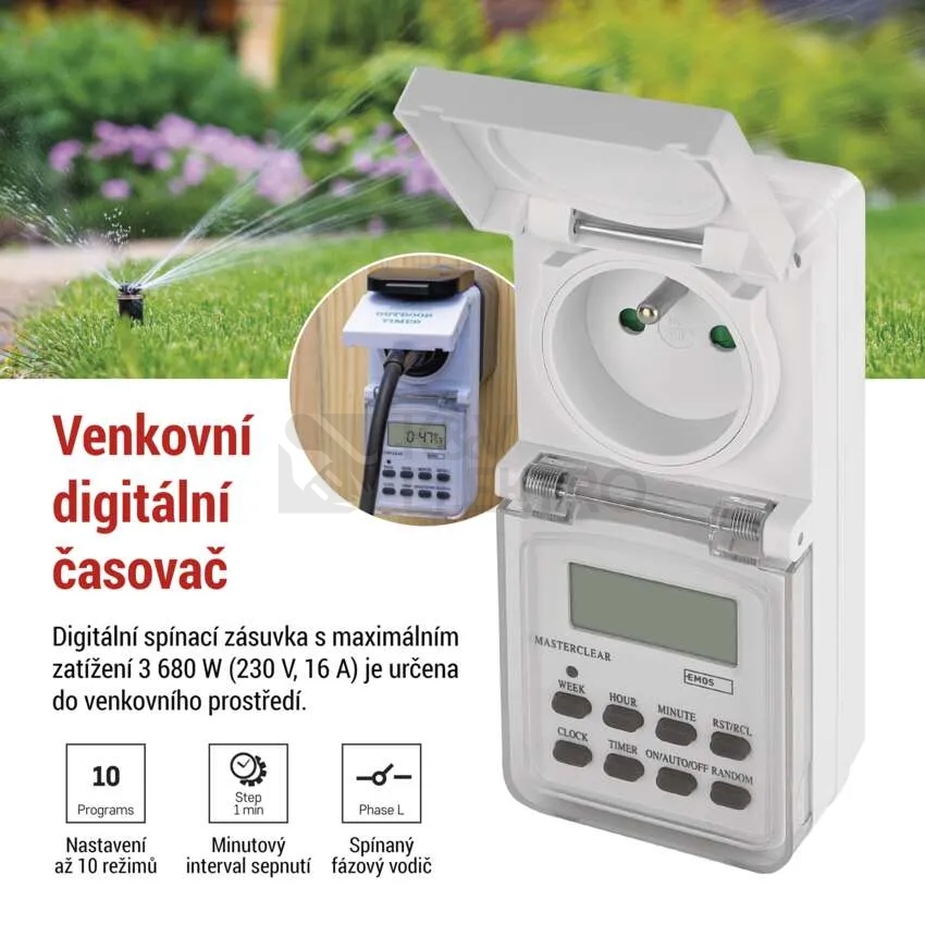 Obrázek produktu Digitální spínací zásuvka Emos TFE-5 P5507N IP44 3