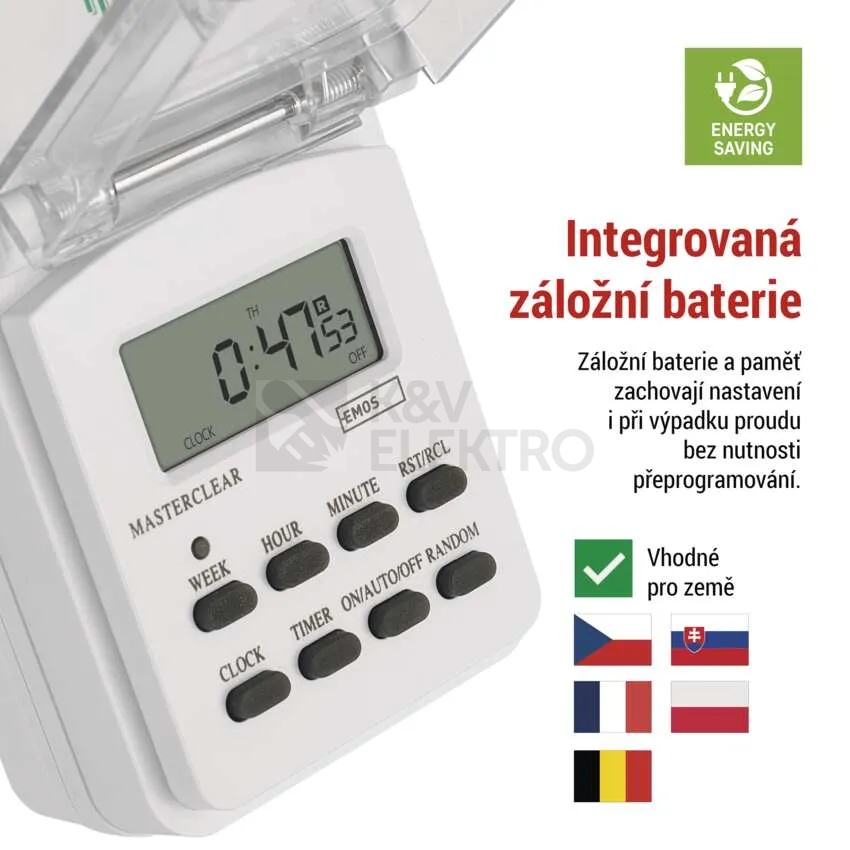 Obrázek produktu Digitální spínací zásuvka Emos TFE-5 P5507N IP44 4