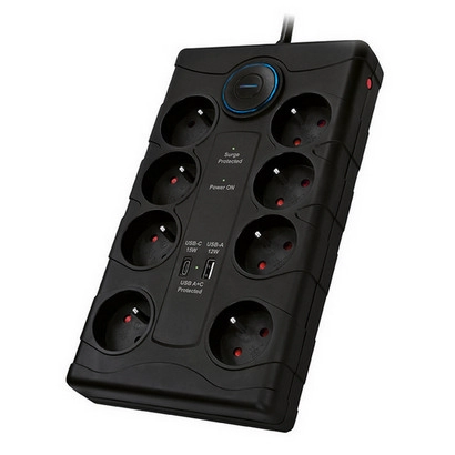 Přepěťová ochrana 8 zásuvek USB A+C 2m černá Solight PO80B (obrázek 6)