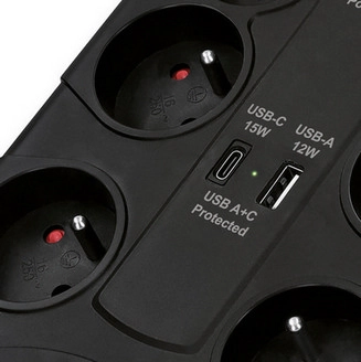 Přepěťová ochrana 8 zásuvek USB A+C 2m černá Solight PO80B (obrázek 7)