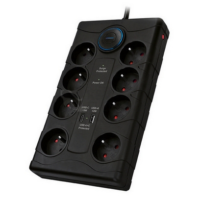 Obrázek produktu Přepěťová ochrana 8 zásuvek USB A+C 2m černá Solight PO80B 5