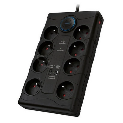 Obrázek produktu Přepěťová ochrana 8 zásuvek USB A+C 2m černá Solight PO80B 5