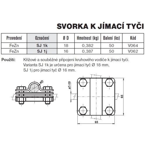 Svorka k jímací/zemnící tyči nerez TREMIS SJ 1k N V4A VN2060