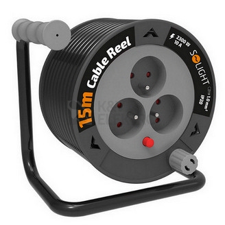 Obrázek produktu Prodlužovací přívod na bubnu 15m 3 zásuvky černý kabel 3x 1,0mm2 Solight PB24B 2