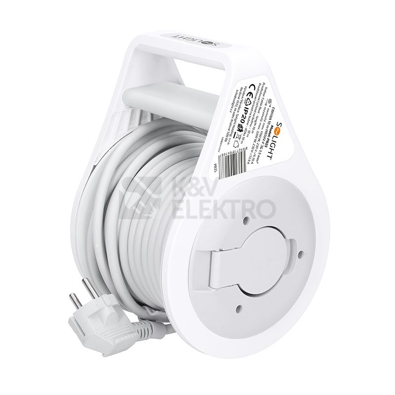 Obrázek produktu Prodlužovací přívod na bubnu 10m 3 zásuvky šedý kabel 3x 1,5mm2 Solight PB25 2