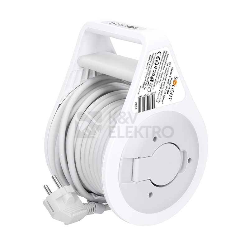 Obrázek produktu Prodlužovací přívod na bubnu 10m 3 zásuvky šedý kabel 3x 1,0mm2 Solight PB25B 2