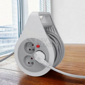 Obrázek produktu Prodlužovací přívod na bubnu 10m 3 zásuvky šedý kabel 3x 1,0mm2 Solight PB25B 5