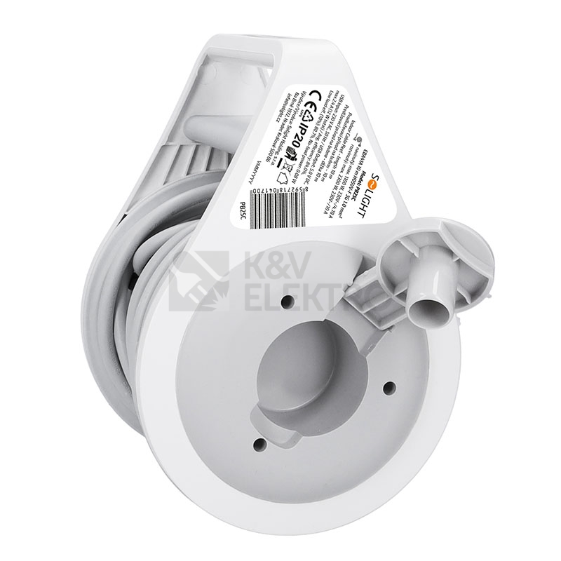 Obrázek produktu Prodlužovací přívod na bubnu 10m USB A+C 2 zásuvky šedý kabel 3x 1,0mm2 Solight PB25C 4