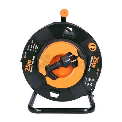 Obrázek produktu 1z prodlužovací přívod - na bubnu venkovní 25m gumový kabel 3x 1,5mm2 IP44 Solight PB30 9