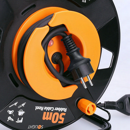 1z prodlužovací přívod – na bubnu venkovní 50m gumový kabel 3x 1,5mm2 IP44 Solight PB31