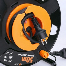 Obrázek produktu 1z prodlužovací přívod - na bubnu venkovní 50m gumový kabel 3x 1,5mm2 IP44 Solight PB31 1
