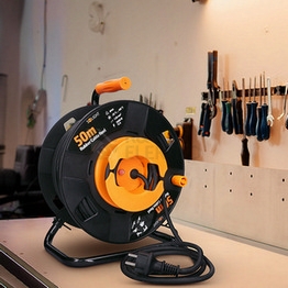 Obrázek produktu 1z prodlužovací přívod - na bubnu venkovní 50m gumový kabel 3x 1,5mm2 IP44 Solight PB31 2