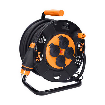 Prodlužovací přívod - na bubnu 4 zásuvky 25m kabel guma-neopren 3x 2,5mm2 IP44 Solight PB41