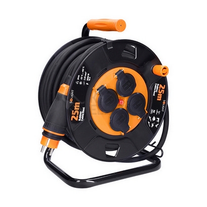 Obrázek produktu Prodlužovací přívod - na bubnu 4 zásuvky 25m kabel guma-neopren 3x 2,5mm2 IP44 Solight PB41 0