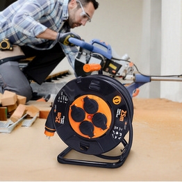 Obrázek produktu Prodlužovací přívod - na bubnu 4 zásuvky 25m kabel guma-neopren 3x 2,5mm2 IP44 Solight PB41 1