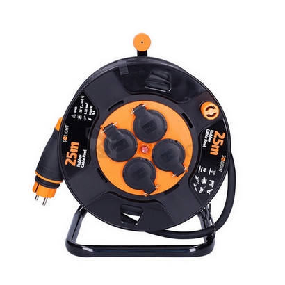 Obrázek produktu Prodlužovací přívod - na bubnu 4 zásuvky 25m kabel guma-neopren 3x 2,5mm2 IP44 Solight PB41 5