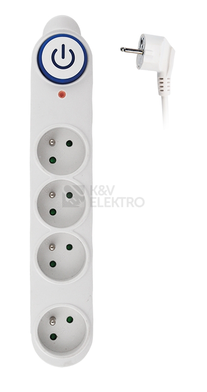 Obrázek produktu Přepěťová ochrana 4z 1,5m bílá Solight PO46 0