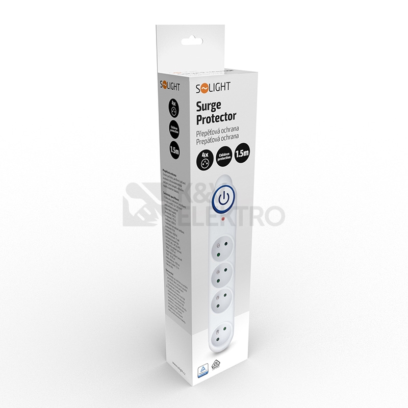 Obrázek produktu Přepěťová ochrana 4z 1,5m bílá Solight PO46 2