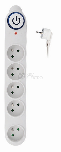 Obrázek produktu Přepěťová ochrana 5z 1,5m bílá Solight PO54 0