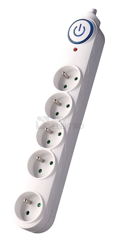 Obrázek produktu Přepěťová ochrana 5z 1,5m bílá Solight PO54 1