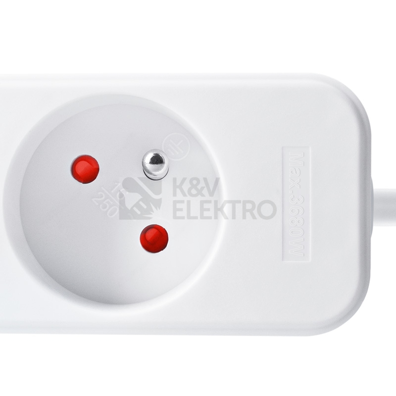 Obrázek produktu Prodlužovací přívod 3m 3 zásuvky 3x1,5mm2 PVC bílý Solight PP03X 1