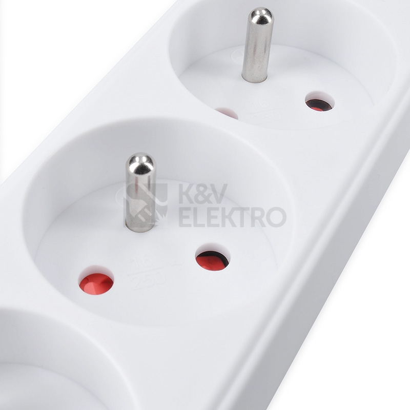 Obrázek produktu Prodlužovací přívod 3m 3 zásuvky 3x1,5mm2 PVC bílý Solight PP03X 2