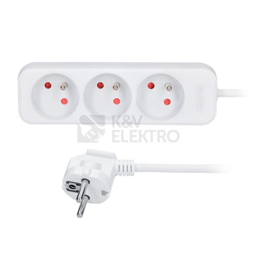 Prodlužovací přívod 5m 3 zásuvky 3x1,5mm2 PVC bílý Solight PP04X