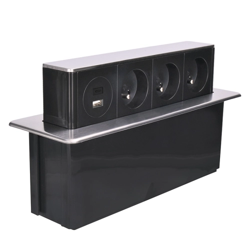 3z + USB A+C 20W PD výsuvný blok zásuvek 2m nerez ocel Solight PP126C-PD20 (obrázek 3)