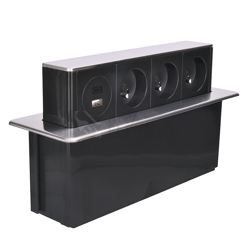 Obrázek produktu 3z + USB A+C 20W PD výsuvný blok zásuvek 2m nerez ocel Solight PP126C-PD20 8