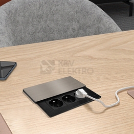 Obrázek produktu Vestavný blok zásuvek s posuvným krytem 3 zásuvky 2m stříbrný Solight PP128 2