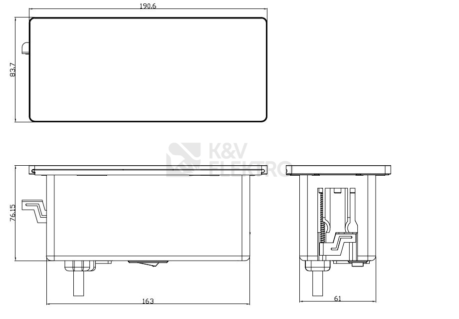 Obrázek produktu Vestavný blok zásuvek s posuvným krytem 3 zásuvky 2m stříbrný Solight PP128 3