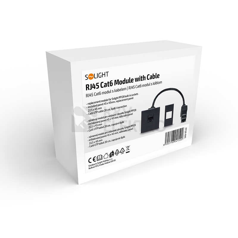 Obrázek produktu RJ45 Cat6 doplňkový modul pro vestavné zásuvky série PP128 Solight PP128-RJ45 5