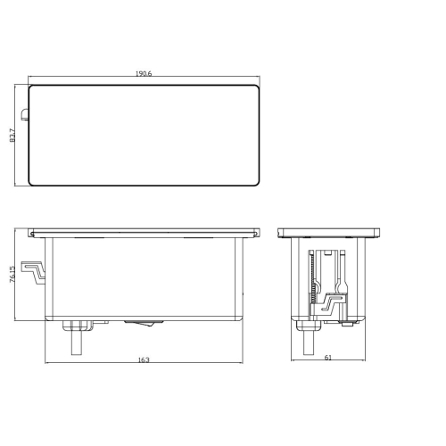 Vestavný blok zásuvek s posuvným krytem 2 zásuvky USB A+C 20W PD 2m stříbrný Solight PP128C-PD20